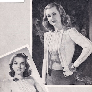Ladies Gorgeous Twinset with Cable-Stitch Panels, Vintage Knitting Pattern, PDF, Digital Download - D196