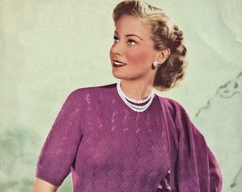 Ladies Lovely Lace Stitch Twinset, Vintage Knitting Pattern, PDF, Digital Download - D668