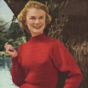 Maglione elegante da donna con set di maniche e dettagli insoliti di cavi, modello di maglia vintage, PDF, download digitale - D426