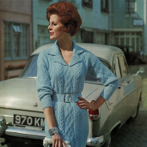 Ladies Gorgeous Aran Look Dress, Vintage Knitting Pattern, PDF, Digital Download - C885
