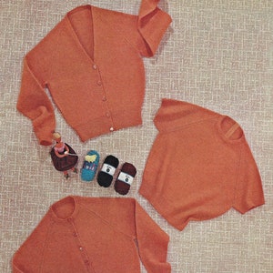 Ladies Cardigan with Round or V Neck and Short Sleeve Jumper, Vintage Knitting Pattern, PDF, Digital Download - A305