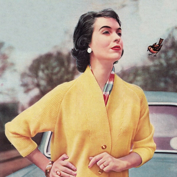 Ladies Stylish Raglan Sleeve Blazer, Vintage Knitting Pattern, PDF, Digital Download - D354