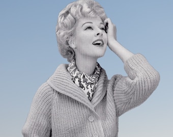 Ladies Fabulous Fishermans Rib Jacket with Shawl Collar, Vintage Knitting Pattern, PDF, Digital Download - C999