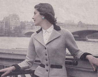 Ladies Fabulous Tailored Jacket, Vintage Knitting Pattern, PDF, Digital Download - D442