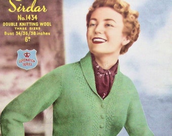 Ladies Lovely Fitted Crop Jacket with Shawl Collar, Vintage Knitting Pattern, PDF, Digital Download - D559