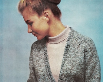 Ladies Timeless V-Neck Overblouse and Roll Neck Sweater, Vintage Knitting Patterns, PDF, Digital Download - B445