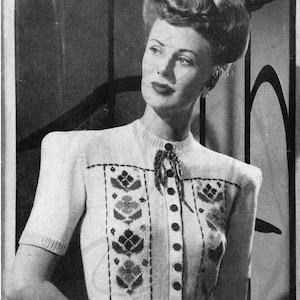 Ladies Stunning Tyrolean Jumper, Vintage Knitting Pattern, PDF, Digital Download - D887