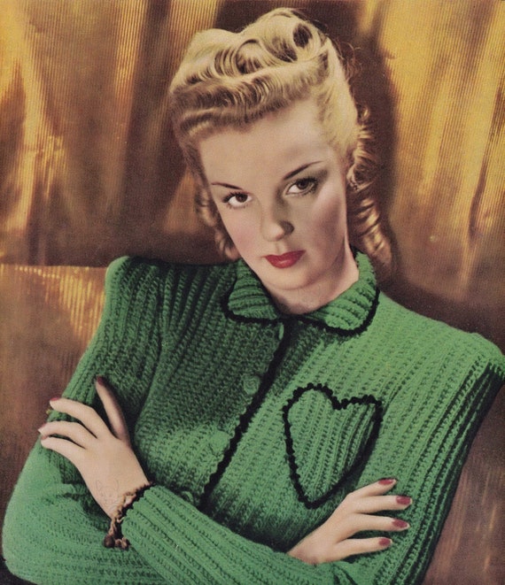 Ladies Smart Ribbed Jumper with Crochet Trim, Vintage Knitting Pattern, PDF, Digital Download - D790