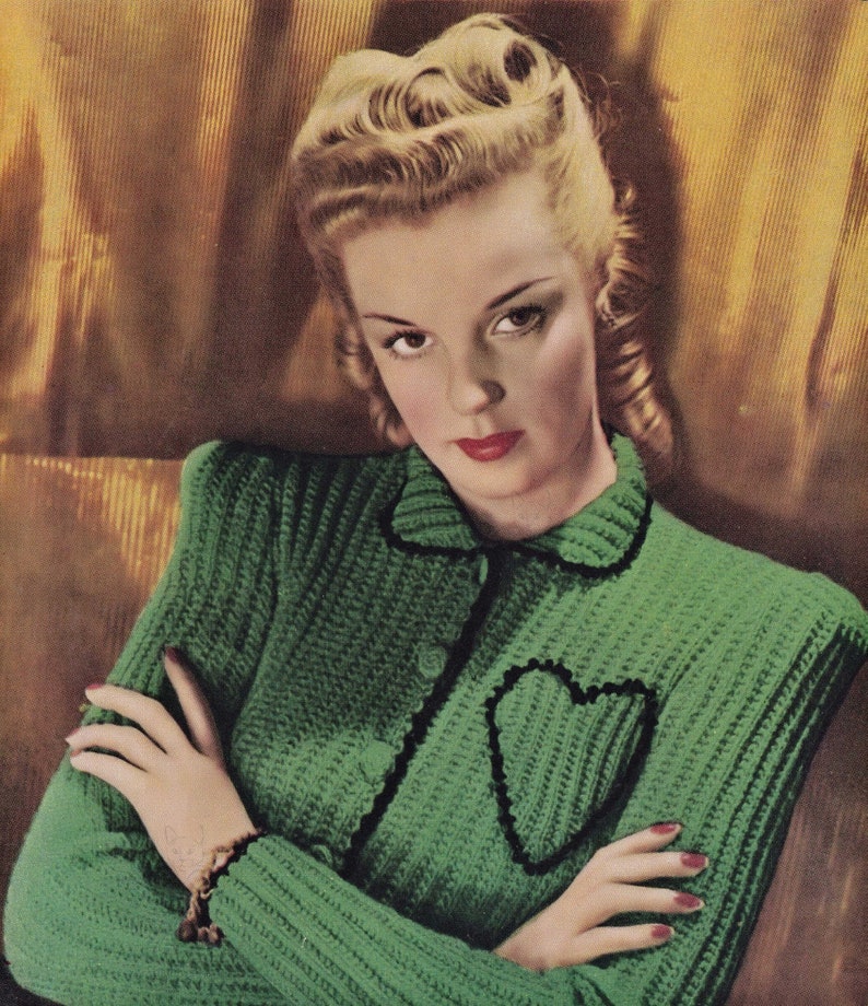Ladies Smart Ribbed Jumper with Crochet Trim, Vintage Knitting Pattern, PDF, Digital Download - D790 image 1