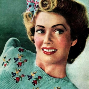 Maglione a coste da donna con carré tirolese, modello vintage per maglieria, PDF, download digitale - D616