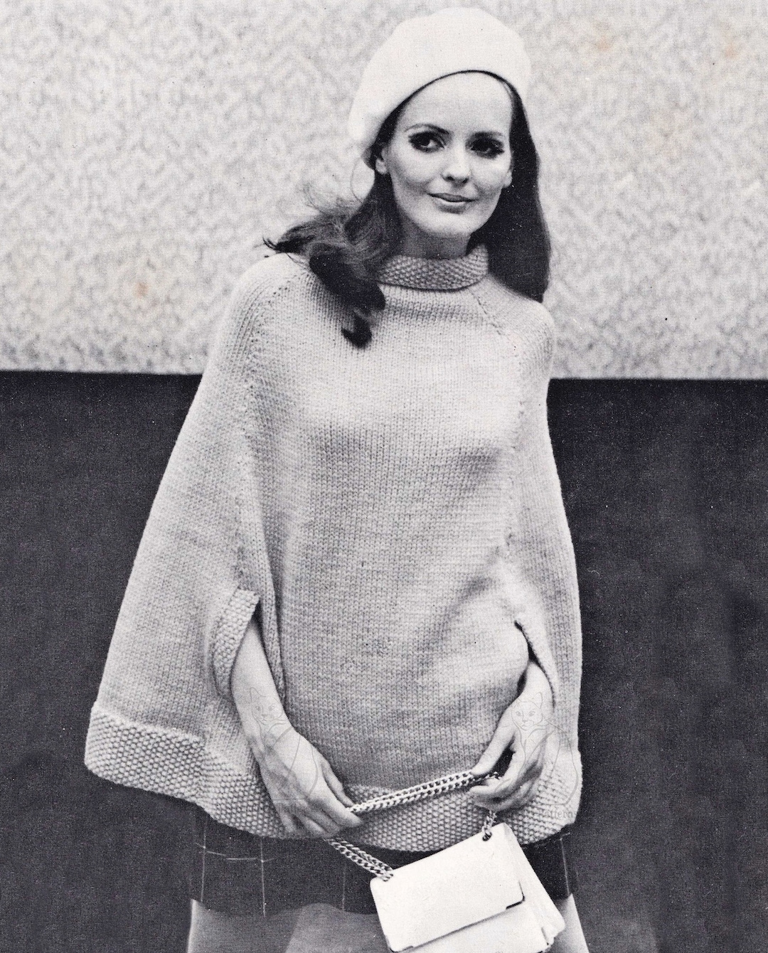 Vintage Navy Twist-Knit Cape Sweater Set-Up main image 1