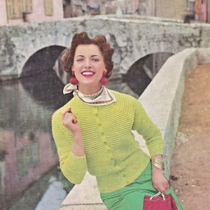 Ladies Smart Ridge Patterned Cardigan, Vintage Knitting Pattern, PDF, Digital Download - A450