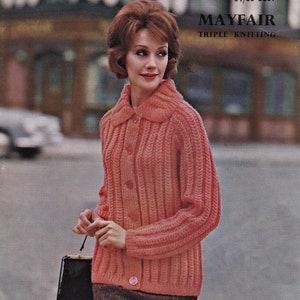 Ladies Lovely Textured Jacket with Collar, Vintage Knitting Patterns, PDF, Digital Download - C989