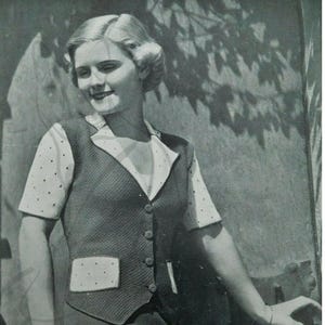 Cardigan da donna in stile gilet con maniche lunghe o corte, modello vintage per maglieria, PDF, download digitale - D304