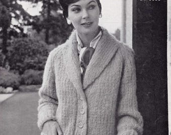 Ladies Gorgeous "Easy Knit" Shawl Collar Mohair Jacket, Vintage Knitting Pattern, PDF, Digital Download - A460