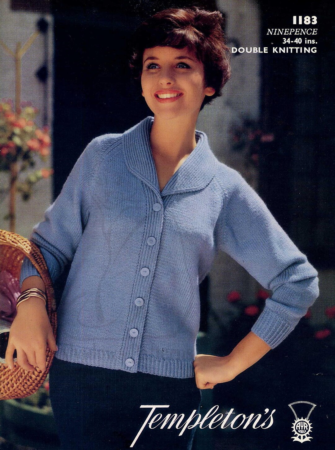 Ladies Lovely Raglan Cardigan With Shawl Collar, Vintage Knitting ...