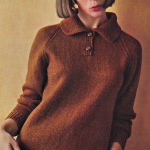 Ladies Smart Polo Shirt Style Sweater, Vintage Knitting Pattern, PDF, Digital Download D494 image 2