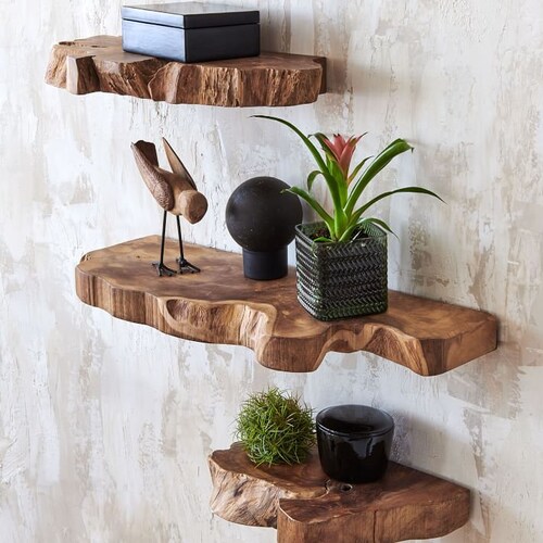 Live Edge Maple Floating Shelves Wall Mounting Solid Wood Etsy