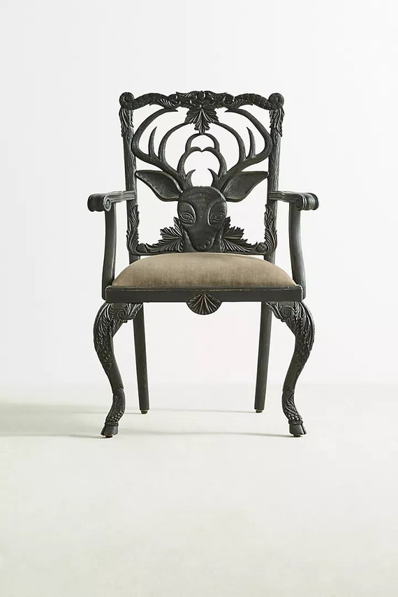 Hand Carved Deer Armchair Dining Chair Hand Carved Motif - Etsy