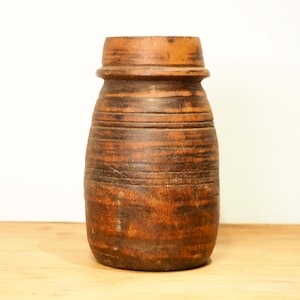 Antique Vintage Decorative Wooden Indian Milk Pot / Vase