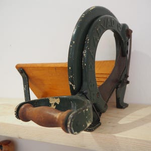 Antique Vintage Royal Raadvad Bread Slicer / Cutter - Green Danish Breadcutter / Book Holder