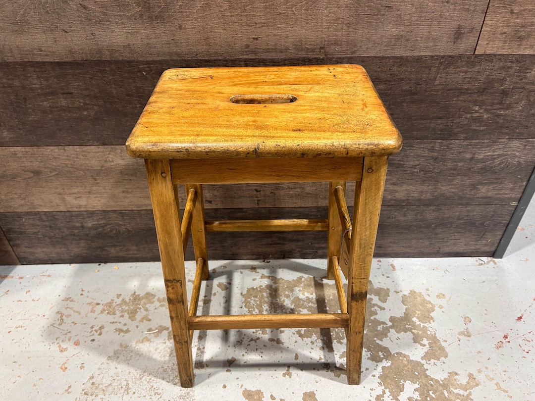 Vintage Original School Wooden Lab Stool - Etsy