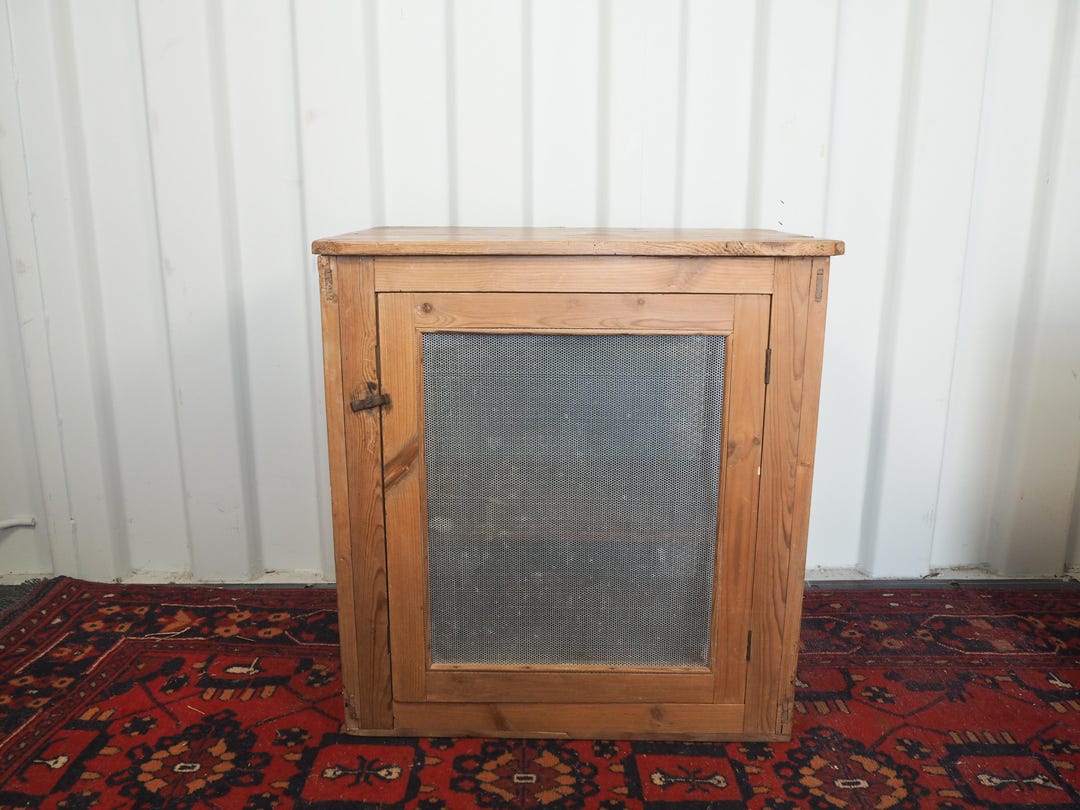 Vintage Antique Pine Meat Safe With Latch / Side Table / Storage — free download