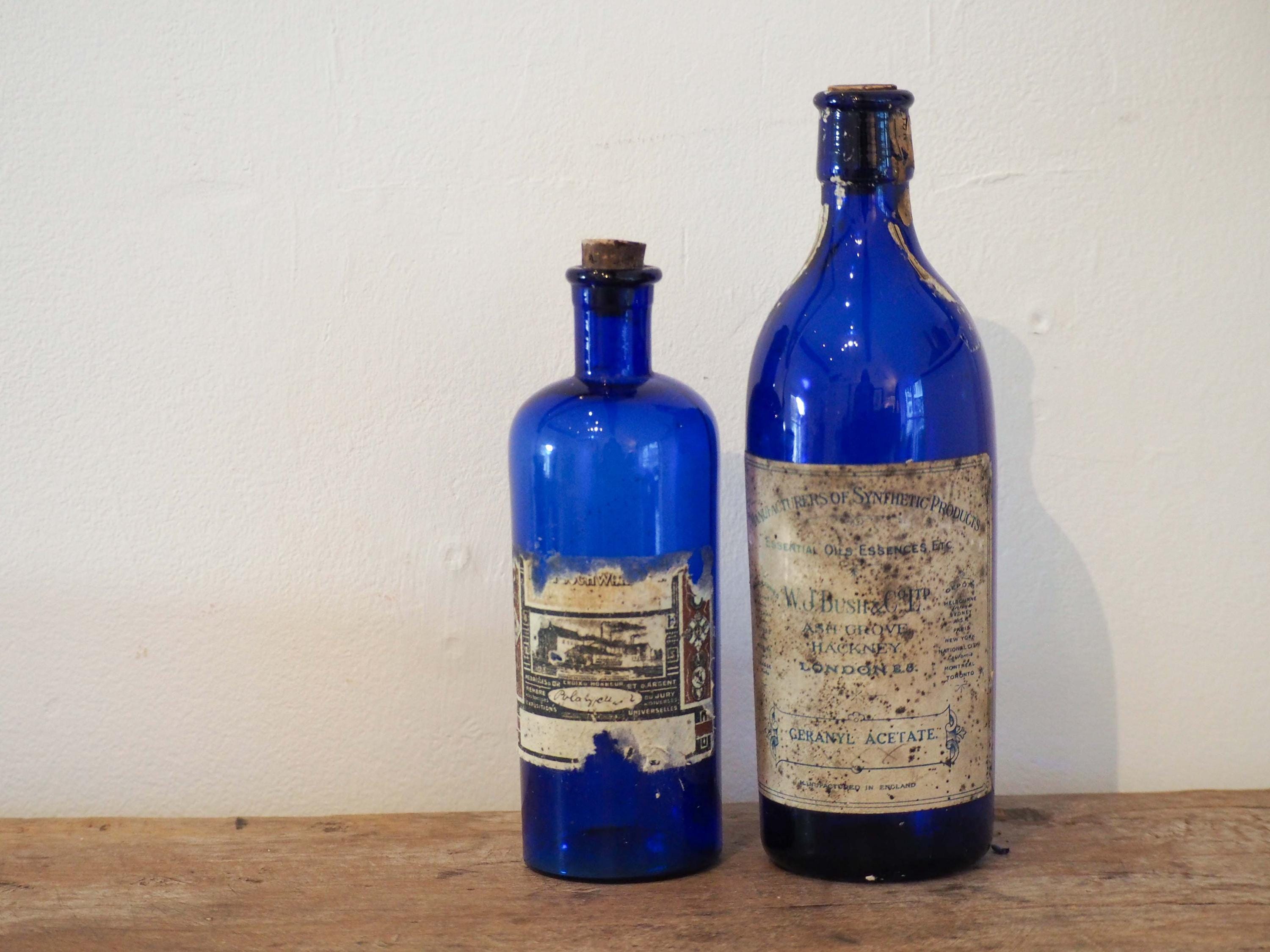 Antique blue glass beer bottle - Etsy 日本
