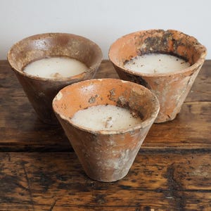 Vintage Antique French Terracotta Pine Resin Collection Pot Candles (Sold Individually)