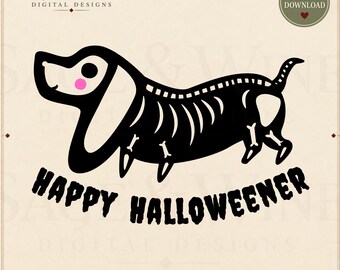 Halloween-Dackel-Skelett-SVG, lustiges Dackel-Shirt-Design (digitaler Download)