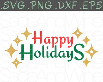 Happy Holidays Svg, Retro Christmas Svg, Holiday Shirt Svg, Christmas Card Svg, Vintage Christmas Svg, Cricut Holiday Design