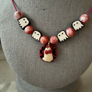 Glow In The Dark Polymer Clay Ghost Pendant Necklace | Halloween | Spooky Time |