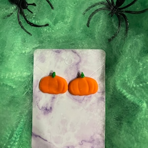Polymer Clay Pumpkin Stud Earrings | Halloween | Gift For Her | Fall