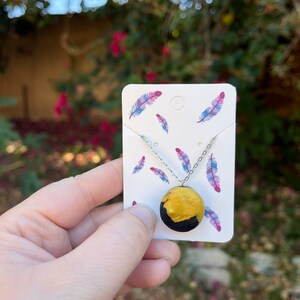 Black and Gold Polymer Clay Pendant Necklace
