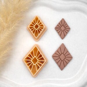 Diamond lined imprint dangle Polymer Clay Cutter Set | Earring Jewelry Making Tool