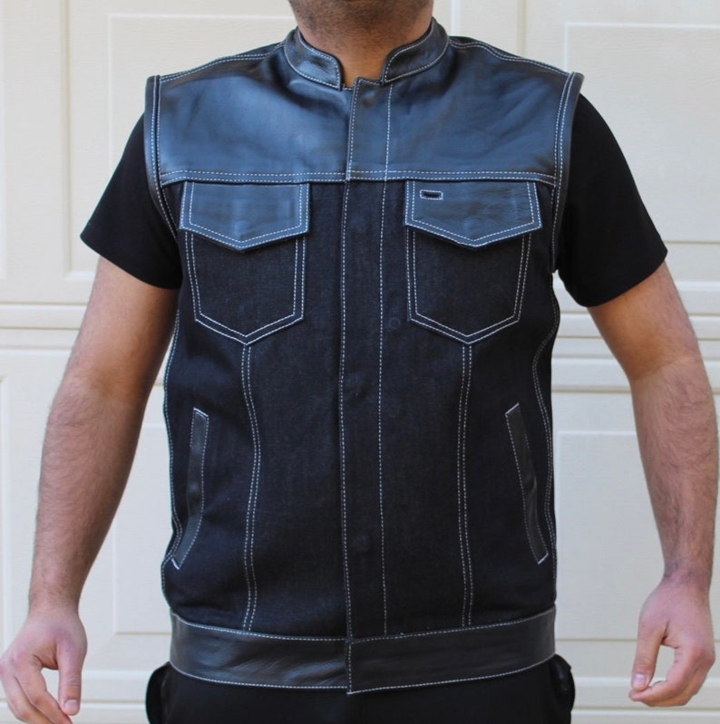 HANDMADE SUPER THROTTLE Men's Club Style Leather & Denim - Etsy