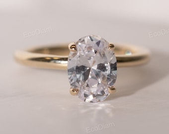Oval Lab Grown Diamond Engagement Ring, Solitaire Anniversary Ring, Oval Cut CVD Diamond Wedding Gift