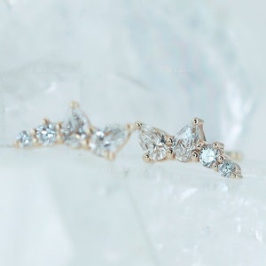 Birne und Runde Schnitt Lab gewachsene Diamant Ohrstecker, Lab erstellt Pear Cut Diamant Frauen Ohrringe, Lab Diamant Solitär Ohrstecker