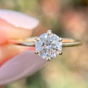 Round Solitaire Lab Grown Diamond Ring, 1CT Engagement Ring, Lab Grown Diamond Ring, Round Cut Solitaire Anniversary Gift, Round Ring