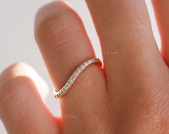 Lab Diamond Band, 0.25 TCW Round Brilliant Cut Lab Grown Diamond Gift, Curved Stackable Wedding Gift for, Half Eternity Anniversary Band