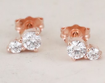 Round Diamond Solitaire Studs, 0.75 TW Round Lab Grown Diamond Stud Earrings, Round Earrings, Round Cut Wedding Earrings, Anniversary Gifts