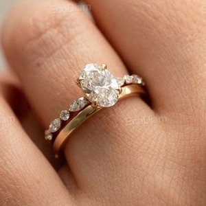 Oval Diamond Engagement Ring, 1.30 CT IGI Certified Lab Grown Diamond Ring, Marquise and Round Diamond Handmade Ring, Anniversary Gifts