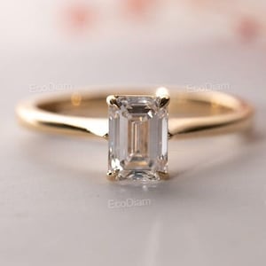 1 CT Emerald Cut Lab Grown Diamond Ring, Emerald Lab Diamond Solitaire Ring, Emerald Cut Engagement Ring, Emerald Diamond Ring, Gift For Her