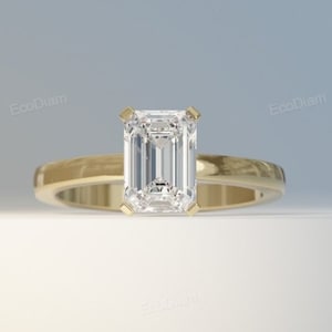 1.5 CT Emerald Cut Lab Grown Diamond Ring, Emerald Lab Diamond Solitaire Ring, Emerald Cut Engagement Ring, Solitaire Minimalist Ring