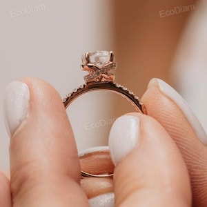 0.75 CT Round Diamond Pave Engagement Ring, IGI Certified Lab Grown Diamond, 4 Prong Anniversary Gift for Women, Certified Promise Ring