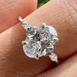 1 CT Oval Lab Grown Diamant Verlobungsring, Jubiläumsring mit drei Steinen für Sie, zertifizierter Lab Diamant, Weißgold Oval Schmuck
