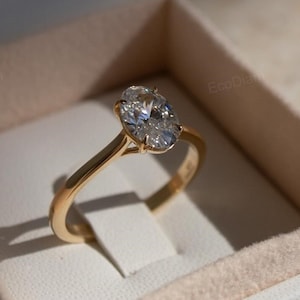 1 CT Oval Cut Lab gewachsen Diamant Ring, Lab Diamant Ehering, IGI zertifizierten Diamant Verlobungsring, Oval Cut Lab Jubiläumsgeschenk für Sie