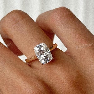 Elongated Cushion Cut Diamond Solitaire Ring, 2.25 CT Cushion Lab Grown Diamond Ring, Engagement Ring, Wedding Ring, Anniversary Gift