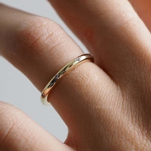 1.5 MM Round Cut Flush Lab Grown Diamond Eternity Band, 14K Gold Dainty Stacking Ring, Half Eternity Wedding Band for Women, Minimalist Gift