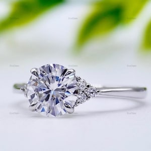 1 CT CVD Round Cut Lab Grown Diamond, Three Stone Engagement Ring, IGI Certified Lab Created Diamond, 14k Solid Gold Anniversary Jewelry
